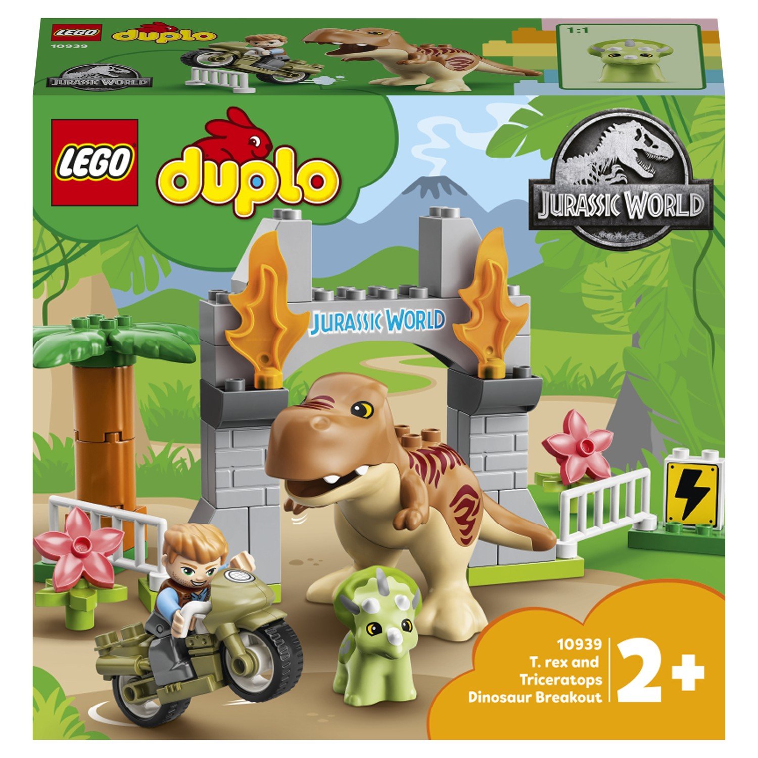 Lego Duplo 10939 Jurassic World Побег динозавров: тираннозавр и трицератопс