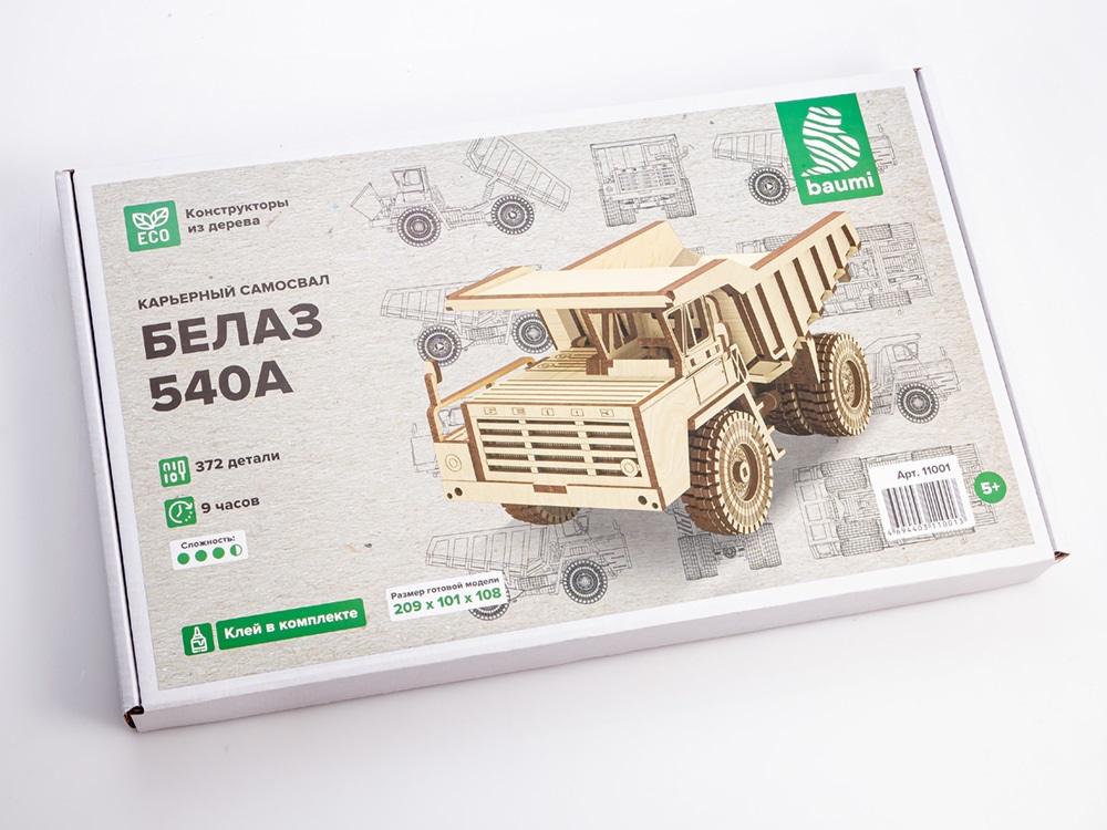 Сборная деревянная модель Baumi БЕЛАЗ 540А 1/35 арт.11001