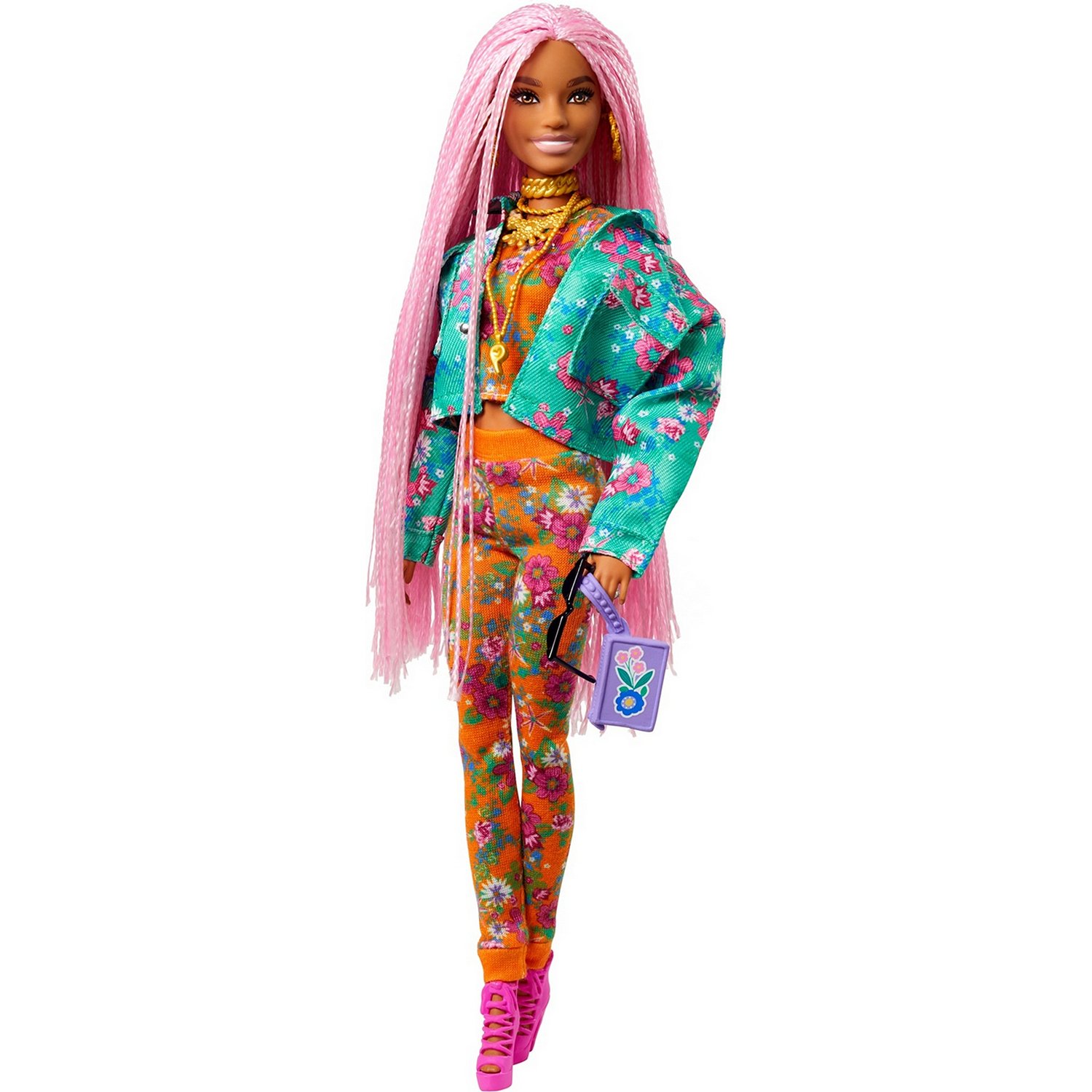 Кукла Barbie GXF09 Экстра с розовыми косичками