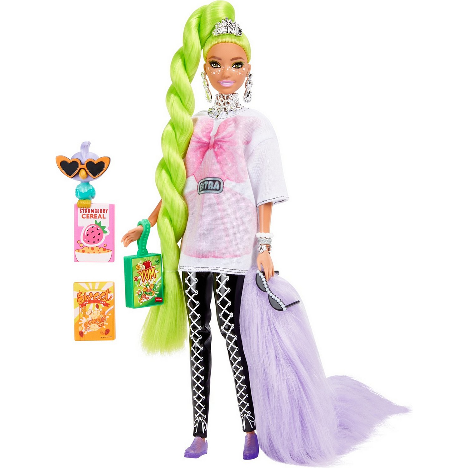 Кукла Barbie HDJ44 Экстра с зелеными неоновыми волосами