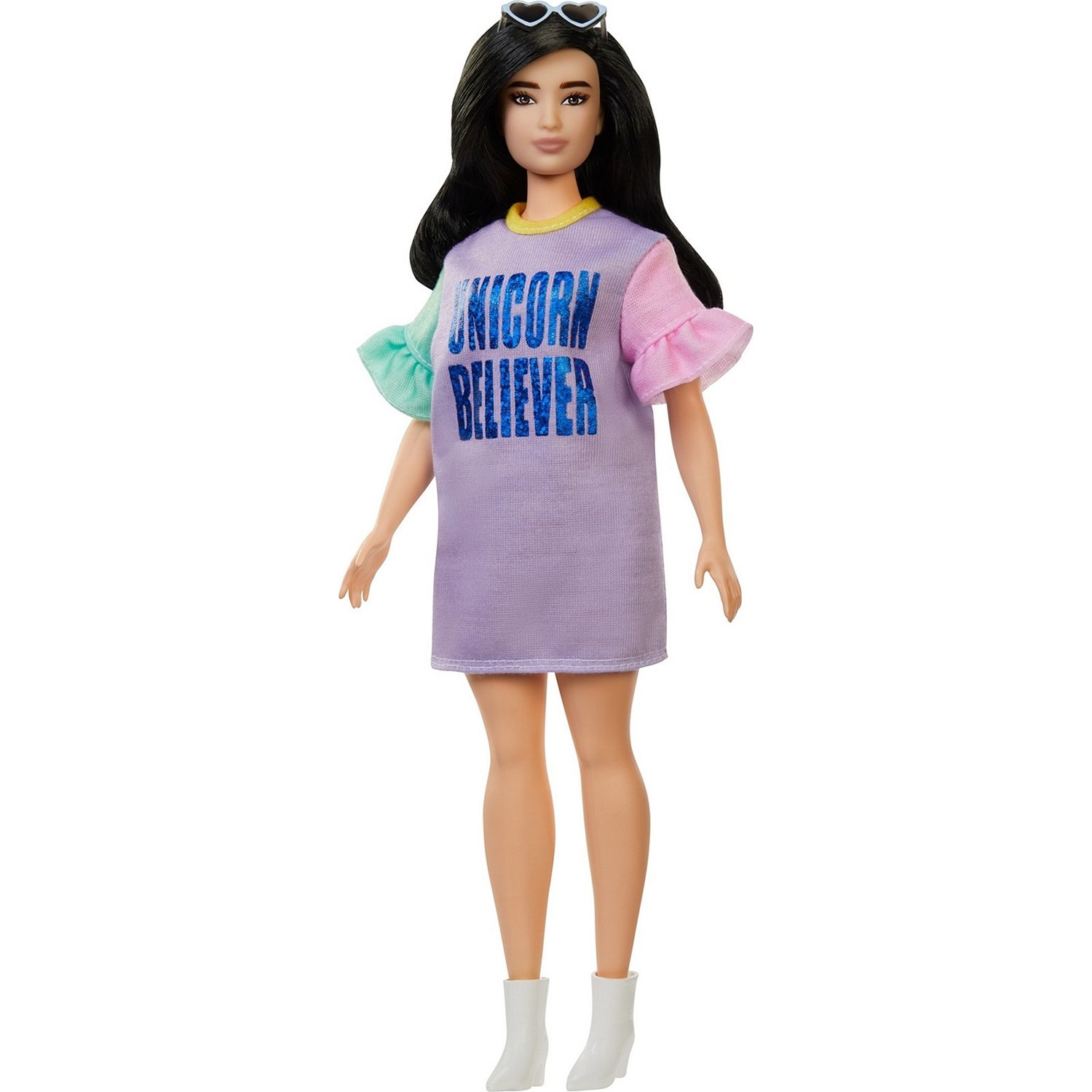 Кукла Barbie FXL60 Игра с модой Брюнетка в платье с принтом