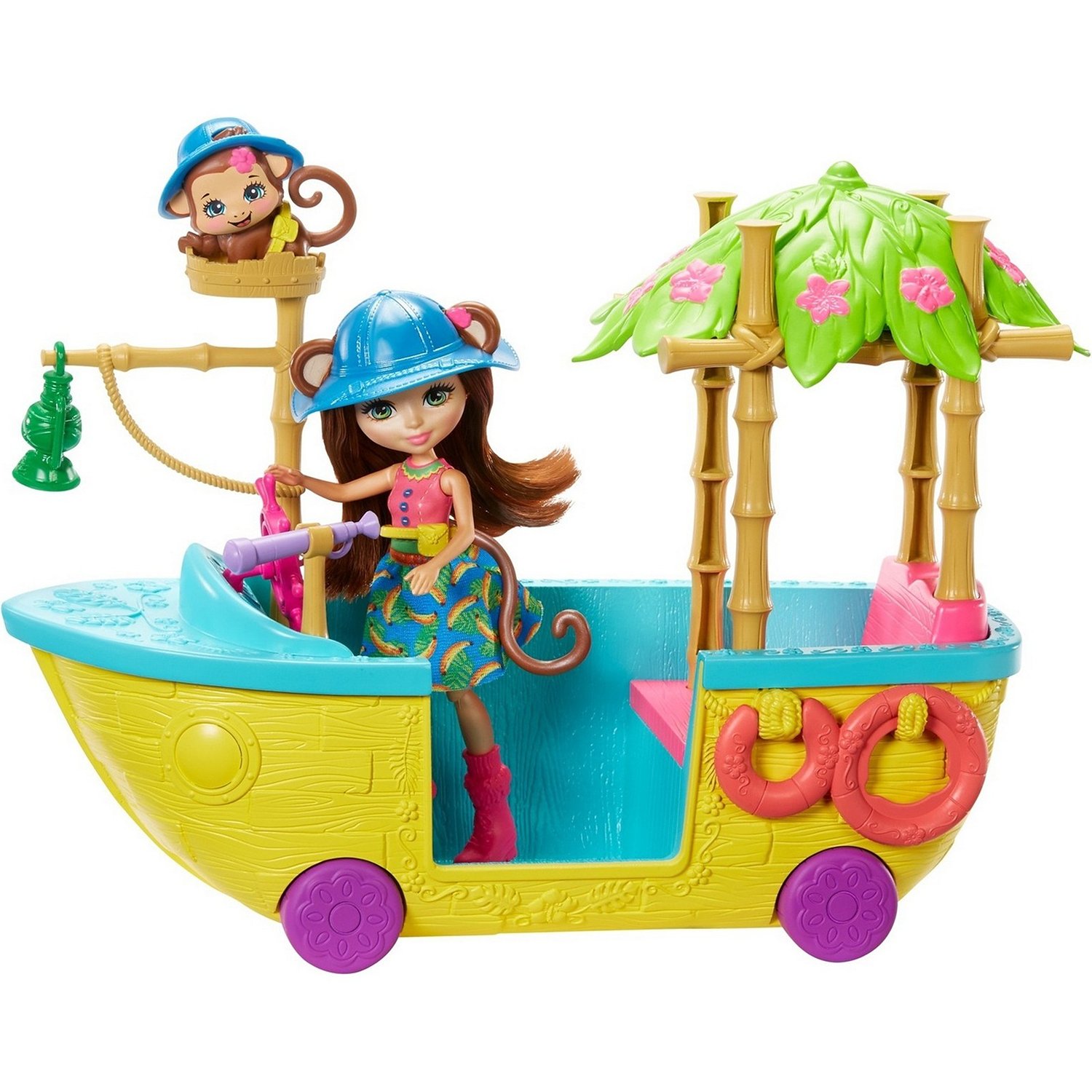 Корабль обезьян. Игровой набор Mattel Enchantimals - джунгли-лодка gfn58. Набор Enchantimals джунгли-лодка мерит Мартыша, gfn58. Энчантималс обезьянка джунгли лодка. Энчантималс лодка.
