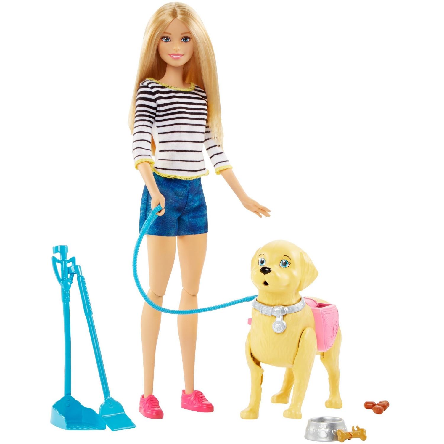 Кукла Barbie DWJ68 Прогулка с питомцем, 29 см