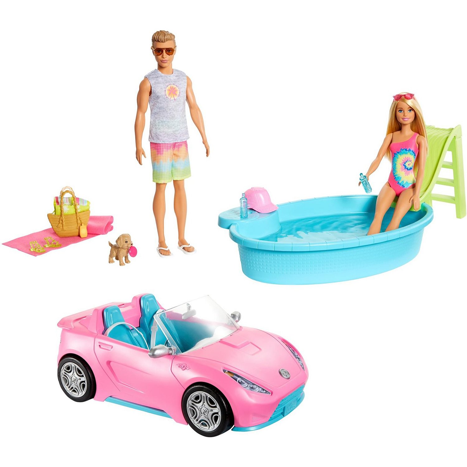 Набор Barbie GJB71 2 куклы + автомобиль + аксессуары