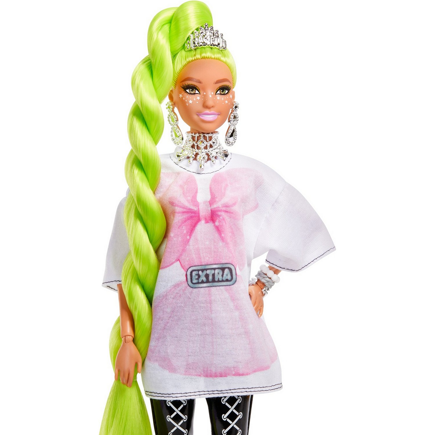 Кукла Barbie HDJ44 Экстра с зелеными неоновыми волосами