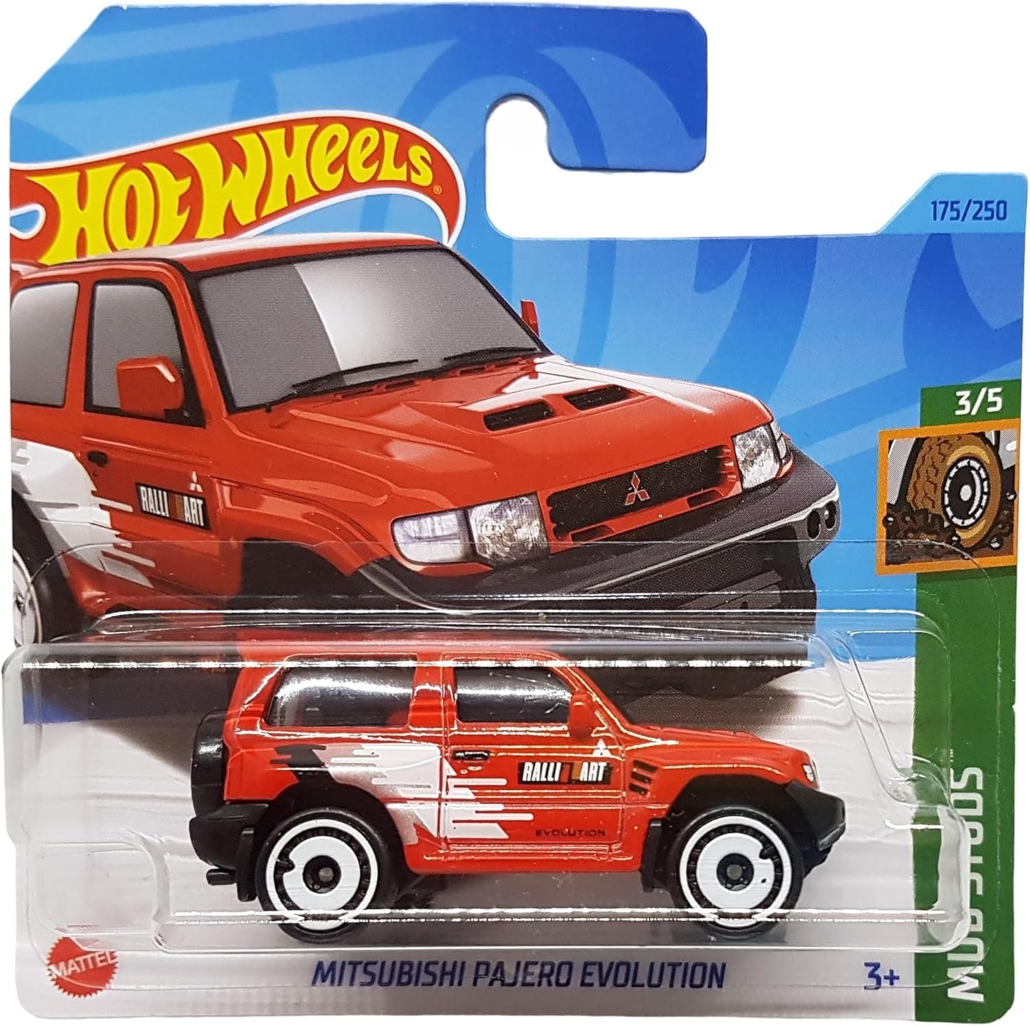 Машинка Hot Wheels HKG47 Mud Studs 2023 Mitsubishi Pajero Evo Красный 3/5