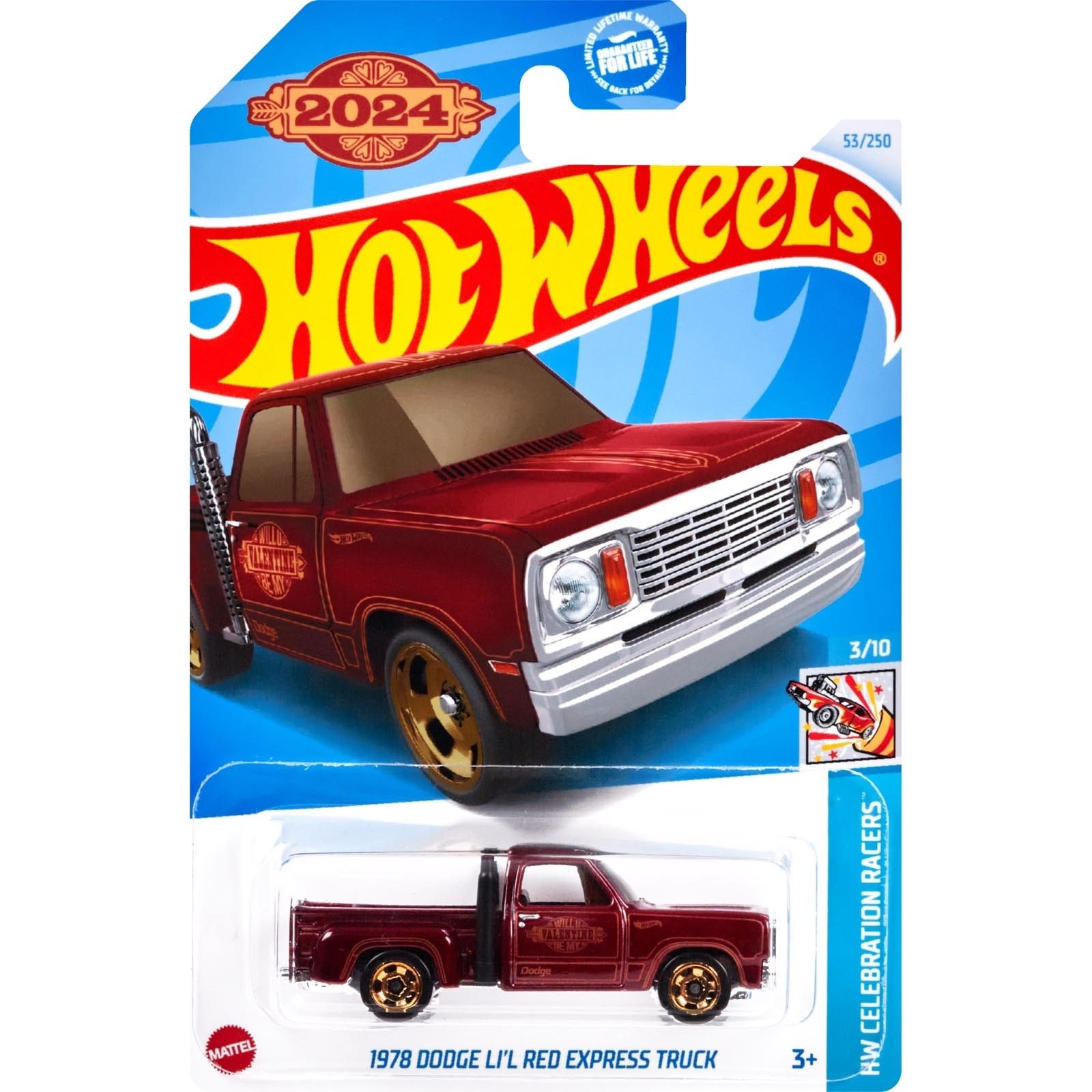 Машинка Hot Wheels HRY97 2024 Celebration Racers 1978 Dodge Li'l Red Express Truck 2/5