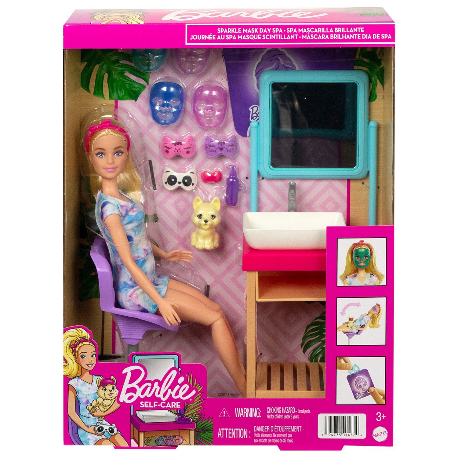 Набор Barbie HCM82 Cпа-салон с куклой и масками для лица
