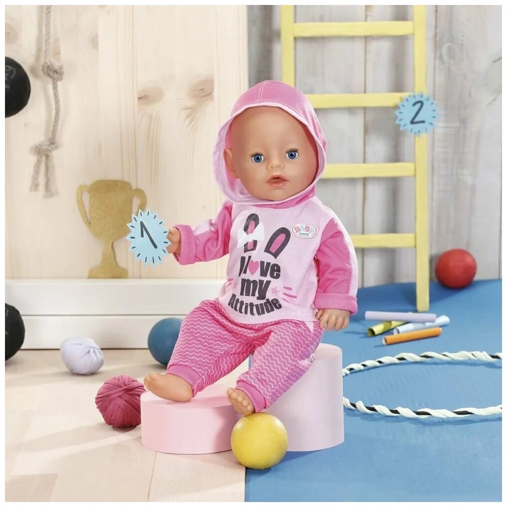 Одежда Zapf Creation Baby Born 830-109 Бэби Борн Спортивный костюмчик розовый, 43 см