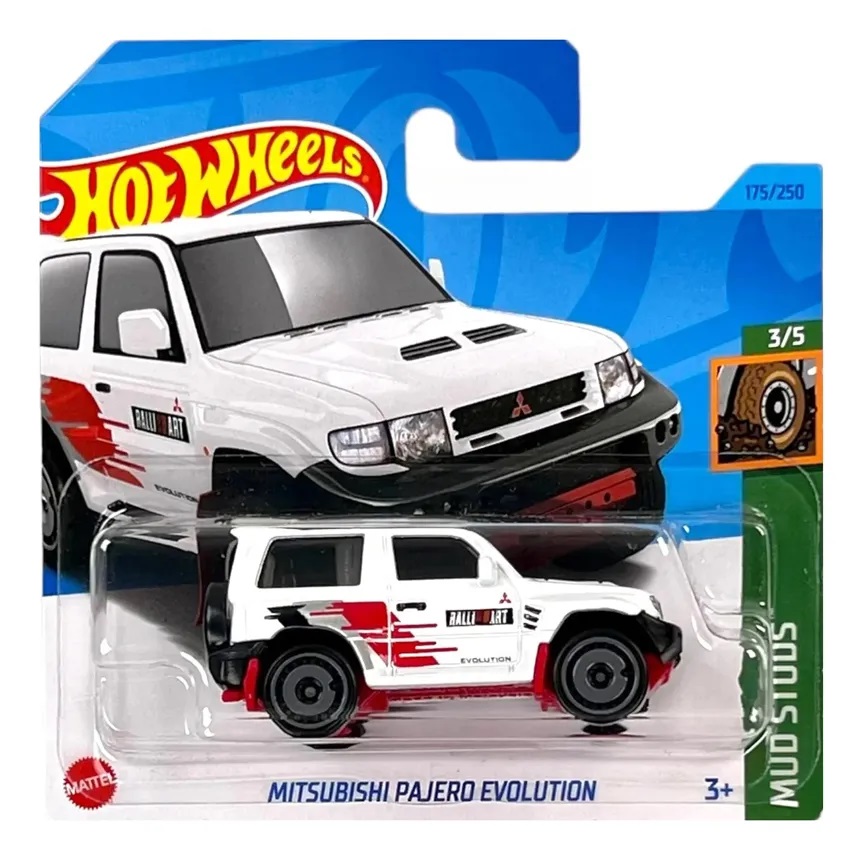 Машинка Hot Wheels HKK36 Mud Studs 2023 Mitsubishi Pajero Evo Белый 3/5