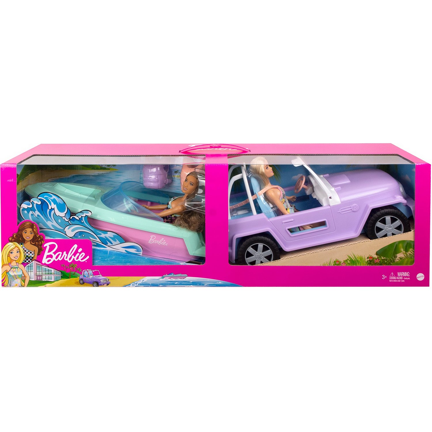 Набор Barbie GXD66 Малибу и Бруклин с машиной и лодкой