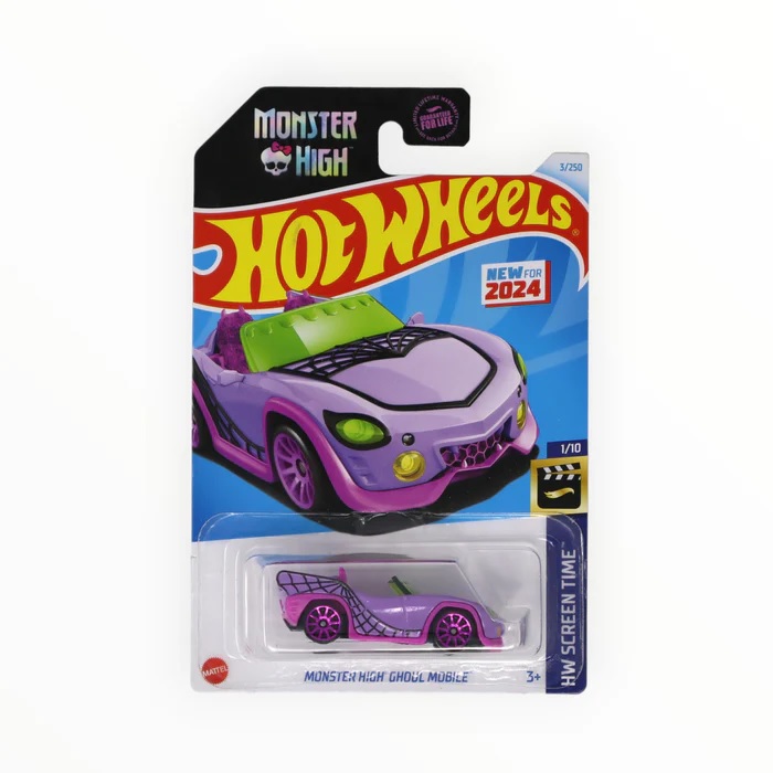 Машинка Hot Wheels HRY45 HW Screen Time 2024 Monster High Ghoul Mobile 1/10