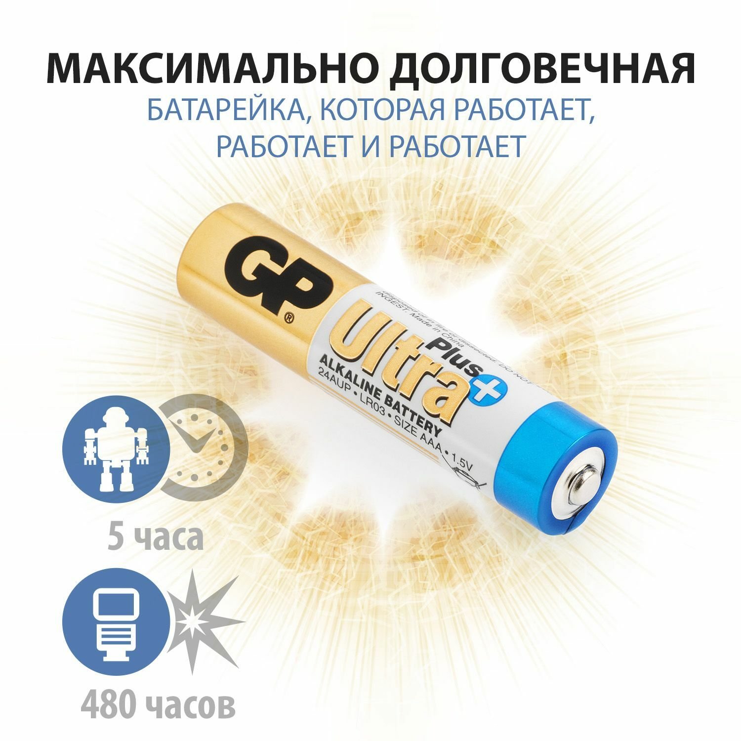 Батарейки GP Ultra Plus LR03 AAA 4 шт