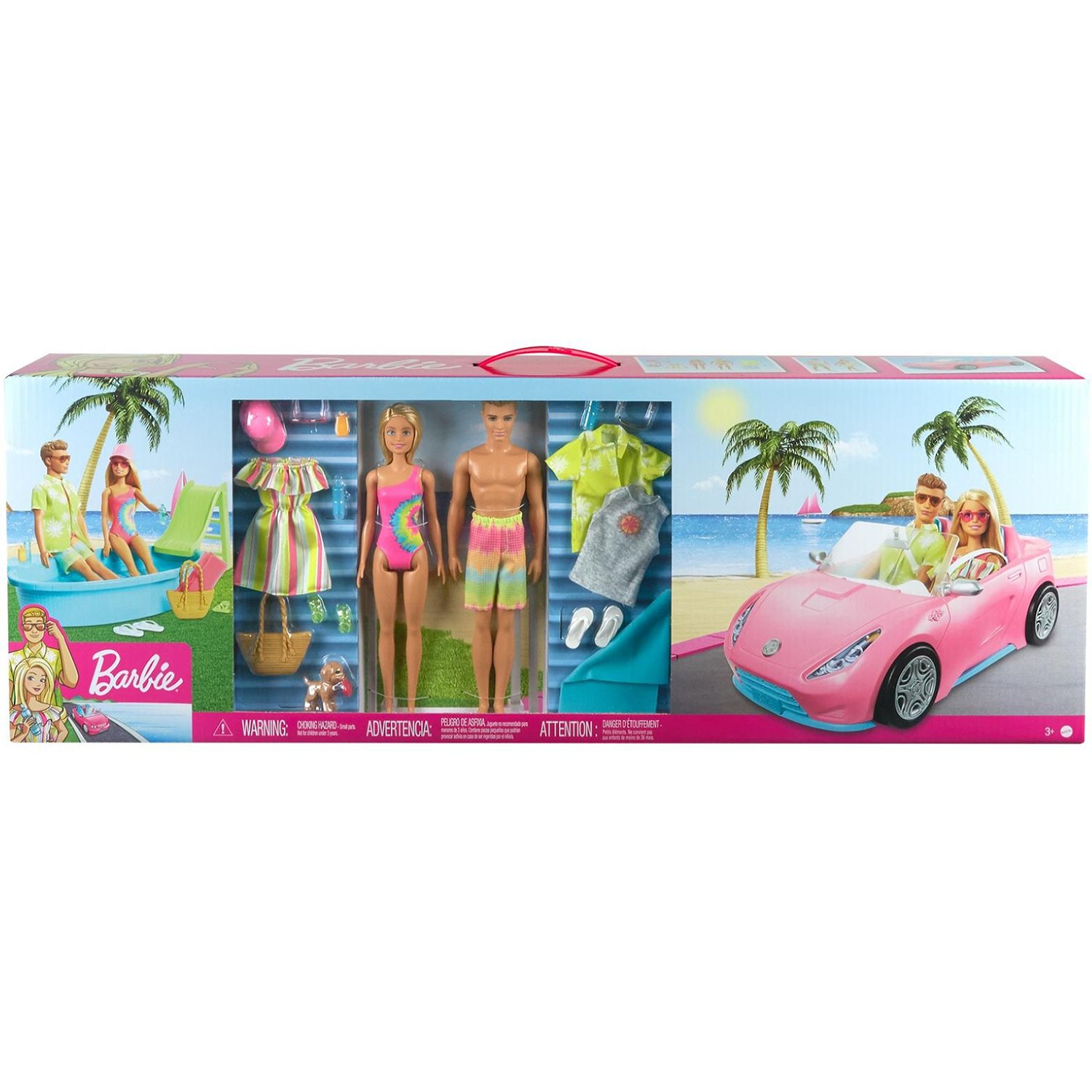 Набор Barbie GJB71 2 куклы + автомобиль + аксессуары - Кроки.рф