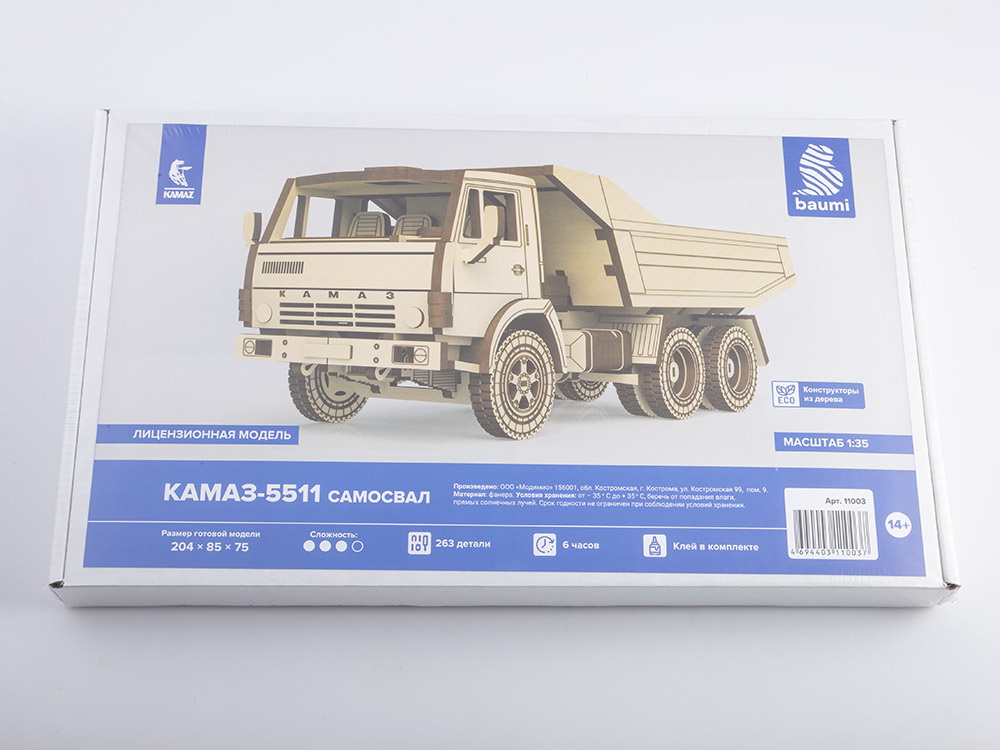 Сборная деревянная модель Baumi КАМАЗ-5511 1/35 арт.11003