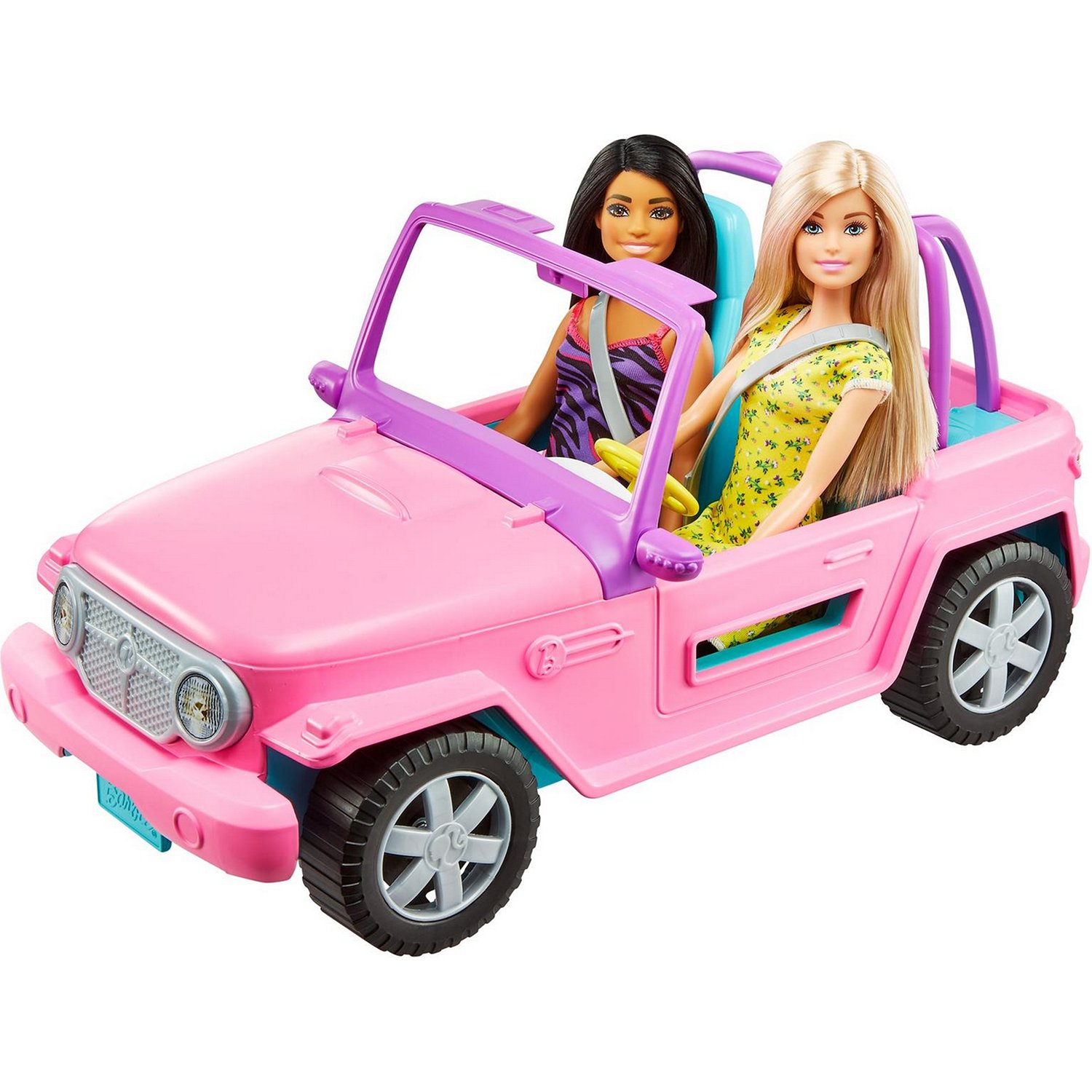 Кукла Barbie GVK02 с подругой в розовом джипе