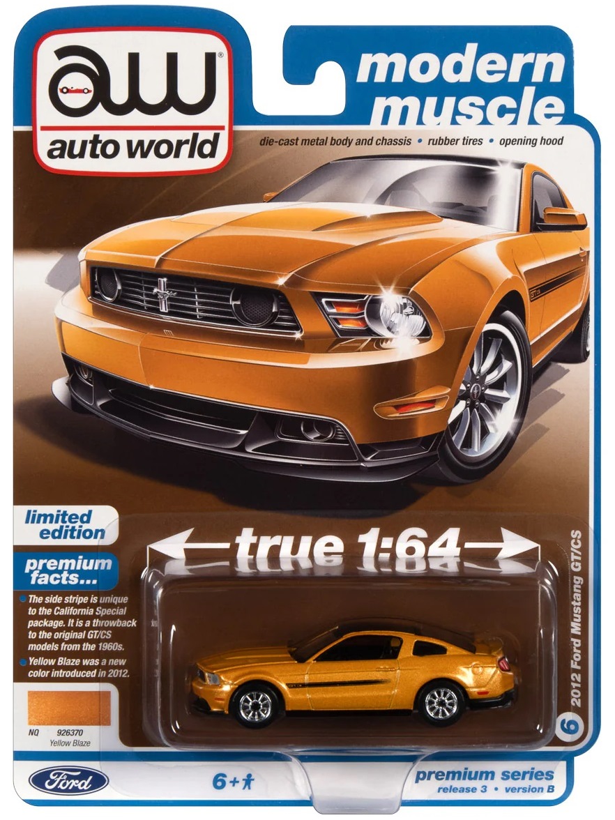 Машинка Auto World 2012 Ford Mustang GT/CS Yellow Blaze
